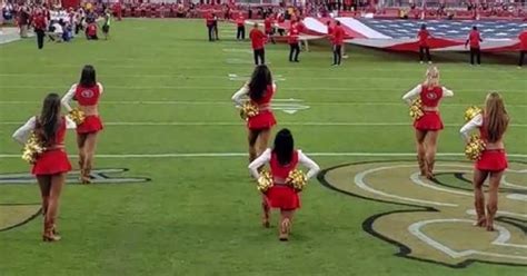 49ers Cheerleader Takes Knee During National Anthem Cbs News