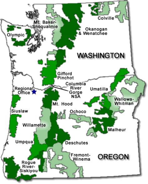 Map Of Pacific Northwest Forests With Links To Forest Lists Of