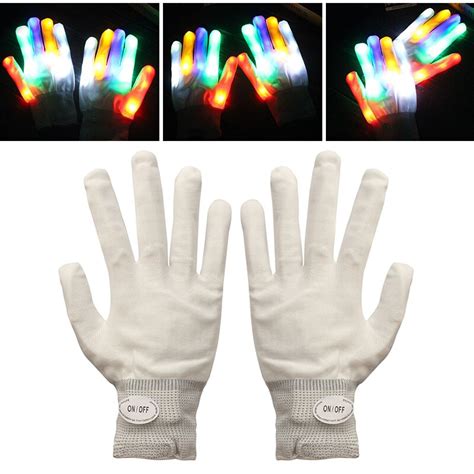 One Pair Led Gloves Color Changing Luminous Costumes Flashing Skeleton