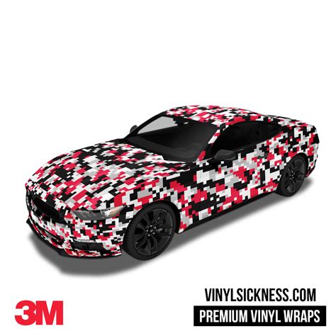 Red Black Digital Camo Wrap Car Truck Vinyl Wraps Vs