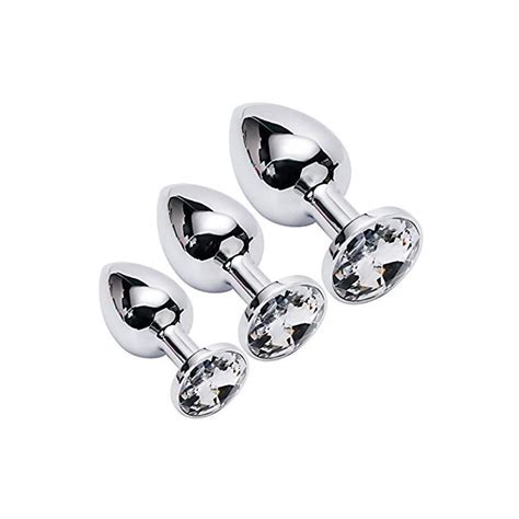 3pcs Stainless Steel Jeweled Sexy Stimulation Toys For Adult （white