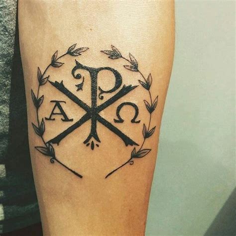 Black And White Chi Rho With Alpha Omega Ancient Greek Christian