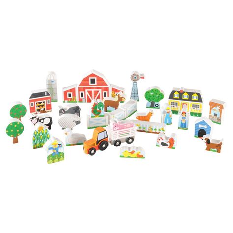 Melissa And Doug Wooden Farm And Tractor Play Set 33 Pieces Walmart