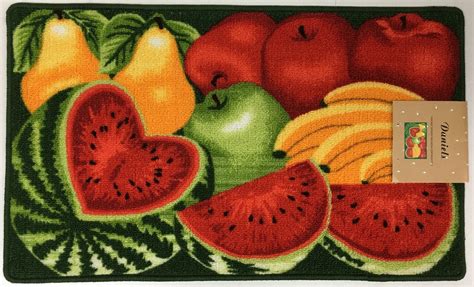 Daniels Watermelon Apples And Fruit Kitchen Rug With Non Skid Back
