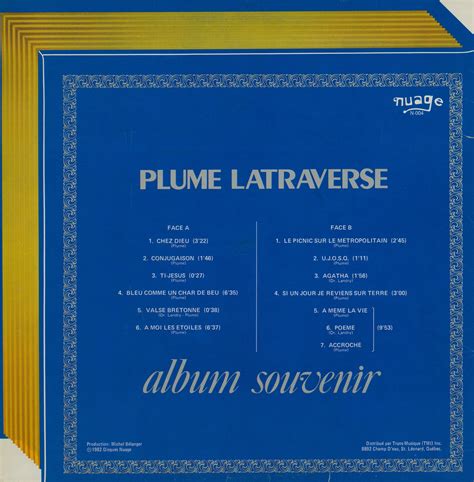 Album Souvenir 1982 Plume Latraverse