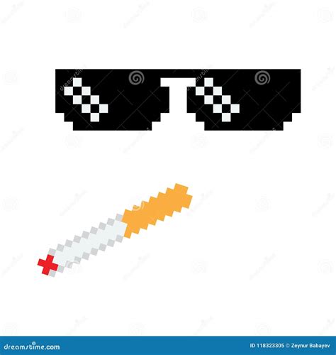 Pixel Art Glasses Thug Life Meme Glasses Vector Image Images