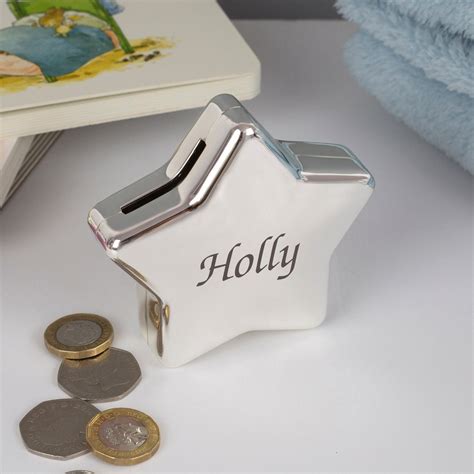 Personalised Silver Plated Star Money Box Moneyboxes For Baby Etsy Uk