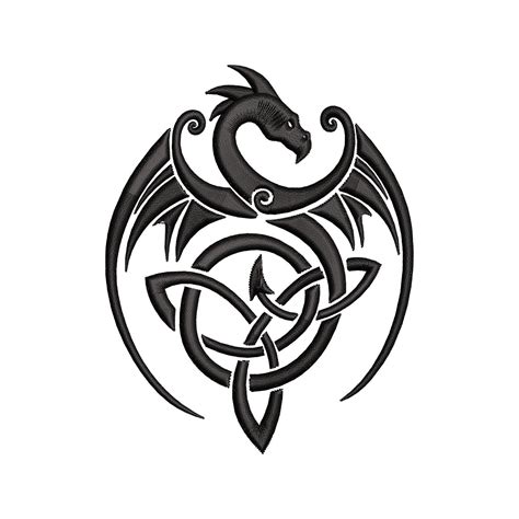 Dragon Celtic Nórdico Silueta Tribal Viking Bordado Arte Etsy España