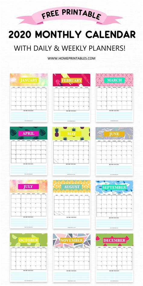 Free Calendar 2020 Printable With Weekly Planner So Pretty And Useful
