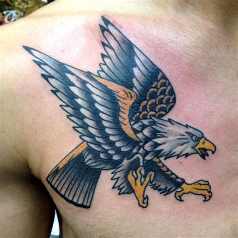 Eagle Strikes On Mens Chest Tattoo Picturestattoo Pictures