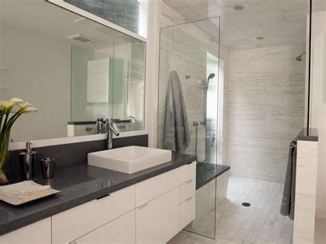 Large bathroom fixtures, especially the bathroom vanity, heavily influence the theme of a bathroom, so be sure to pick a style that you. Contemporary White Bathroom | Christopher Grubb | HGTV