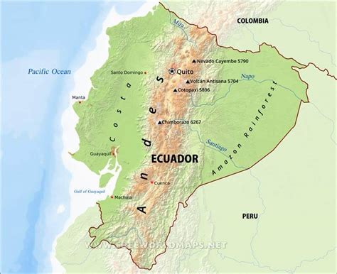 Ecuador On South America Map Map