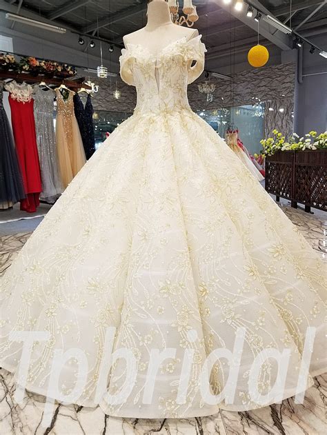 Gold And White Wedding Dress Princess Ball Gown Bridal Dress