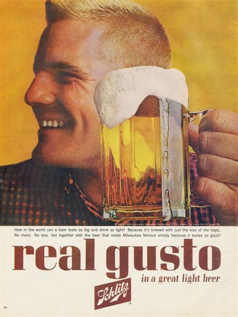 1963 Schlitz Beer Ad Real Gusto Vintage Advertisement Print Etsy