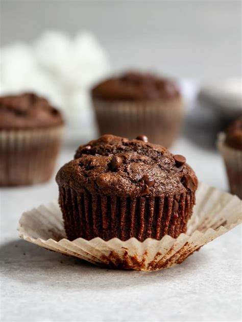 Super Moist And Delicious Vegan Double Chocolate Chip Muffins The