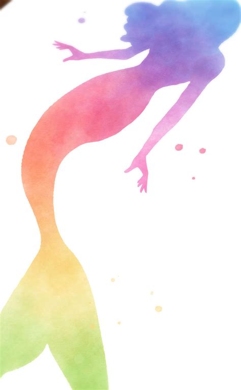 Mermaid Print Watercolor Mermaid Print Rainbow Mermaid Etsy