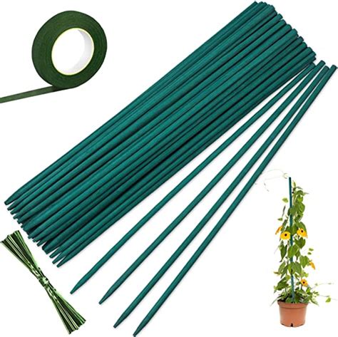 Reastar Garden Stakes 50 Pcs Plant Support Sticks Green Plant Stakes