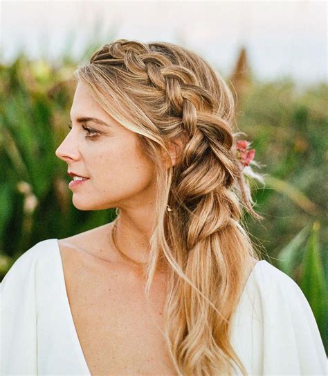 Messy Boho Side Swept French Bridal Braid Weddingbraided Bridesmaid