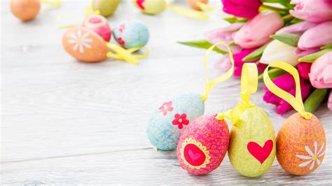 1920x1080 Easter Easter Eggs Tulips Flowers Coolwallpapersme