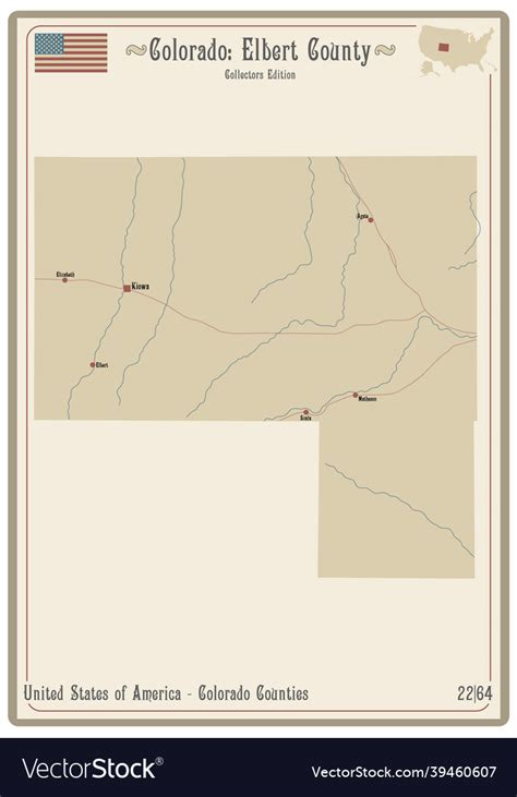 Map Of Elbert County In Colorado Royalty Free Vector Image