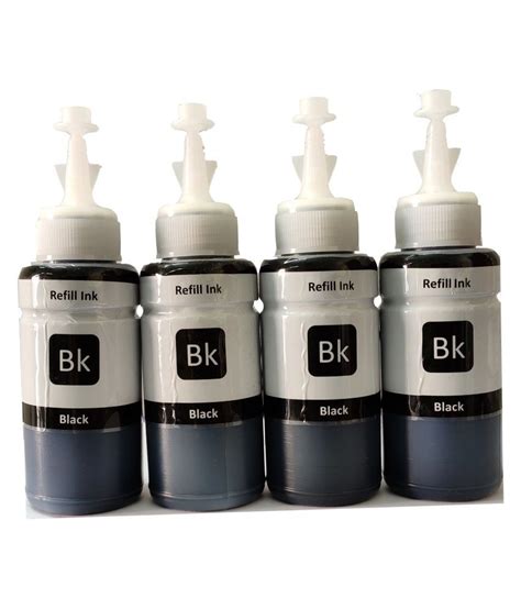 Refill Ink Epson T664 Printer Black Pack Of 4 Ink Bottle For Compatible
