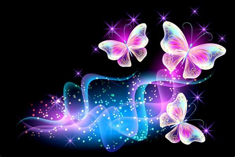 Beautiful Neon Butterflies Wallpaper