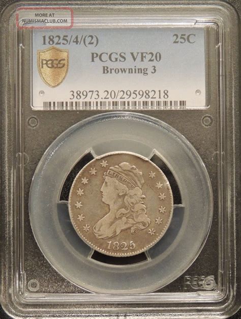 18254 2 25c Capped Bust Quarter Pcgs Vf20 Browning 3 Very Rare