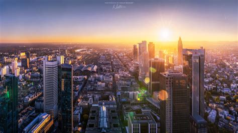 Frankfurt Skyline Abend Sonnenuntergang Sunset
