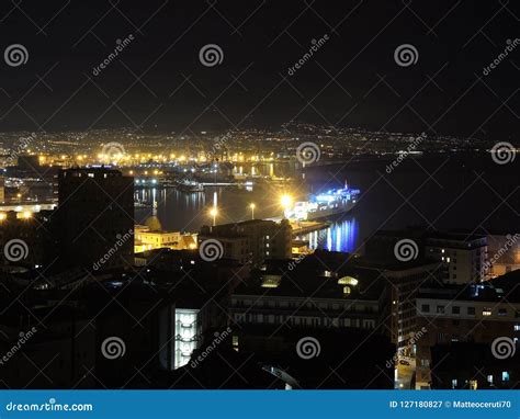 Napoli Italy Wonderful Landscape At The Bay And The Harbor At Night
