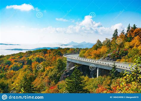 Beautiful Mountain Autumn Scenery In North Carolina Stock
