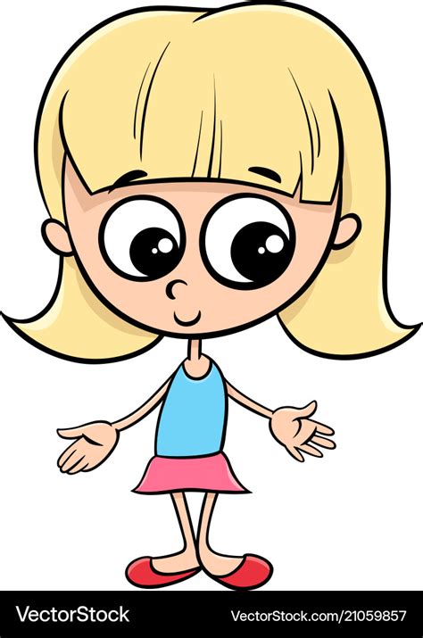 Cute Little Girl Cartoon Kid Character Royalty Free Vector