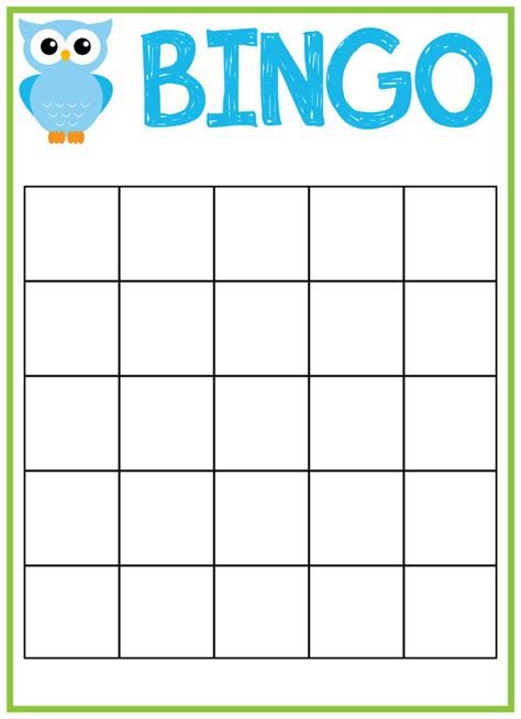 Free Printable Owl Baby Shower Invitations Bingo Card Template Bingo