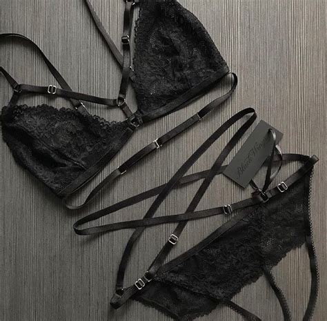 Sandra Black Set With Strappy Bralette And Ouvert Panties Sexy