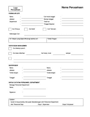 Form Cuti Karyawan Excel Fill Online Printable Fillable Blank The