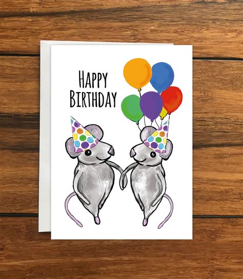 Mice Birthday Greeting Card A6 Etsy Birthday Greeting Cards