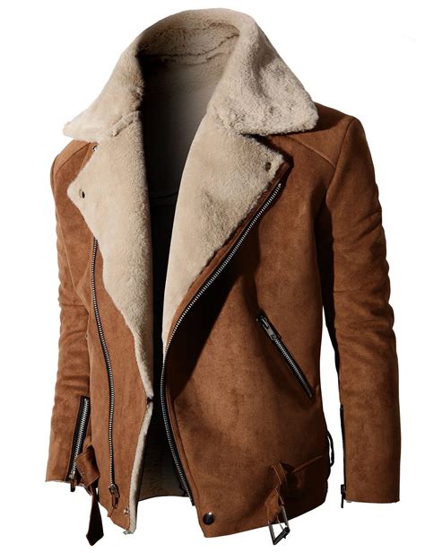 Mens High Neck Suede Jacket With Zipper Point Sleeves Kmoco014