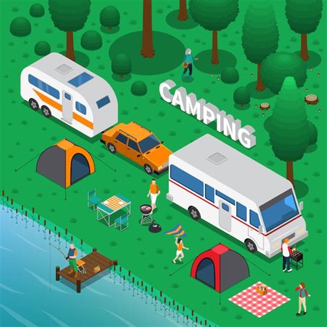 Ilustraci N Isom Trica De Camping Vector Gratis