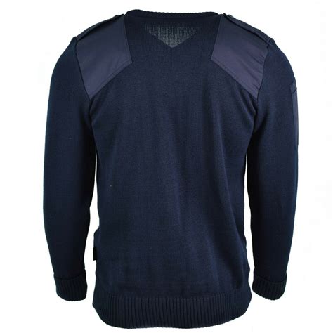 Original British Army Police Pullover Commando Jumper Blue V Neck Sweater