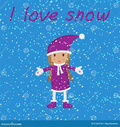 Girl And Falling Snow Stock Illustration Illustration Of Female 57363730