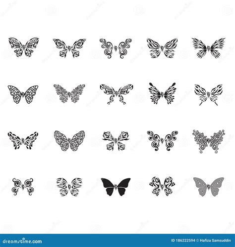 Conjunto De Tatuajes De Mariposa Diseño Decorativo De Ilustración