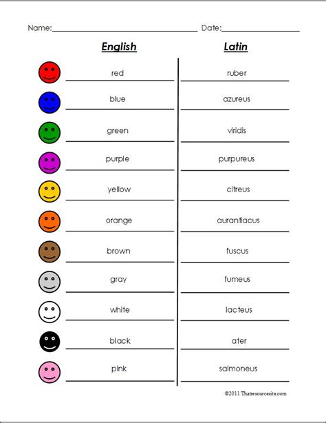 Spanish Worksheets For Beginners Spanish Colors