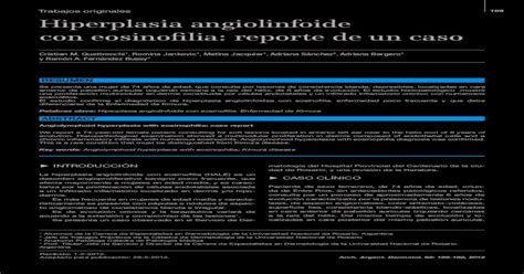 189 Hiperplasia Angiolinfoide Con Eosinofilia Reporte De