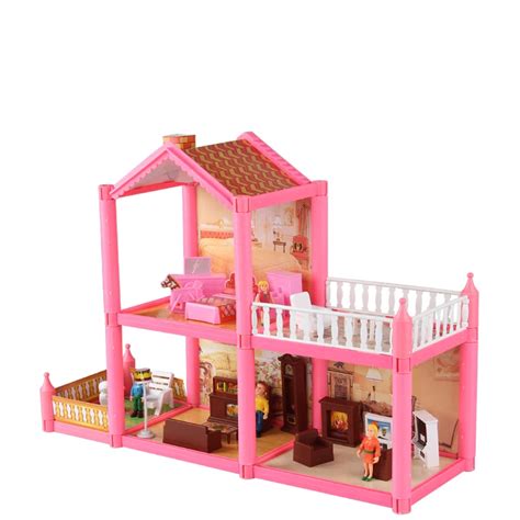 Diy Doll House Toys For Children Toys Plastic Villa Dollhouse With