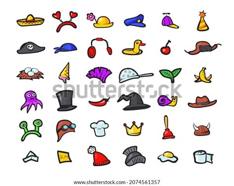 Among Us Hats Different Hat Set Stock Vector Royalty Free 2074561357