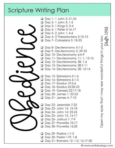 Free Printable Scripture Writing Plans