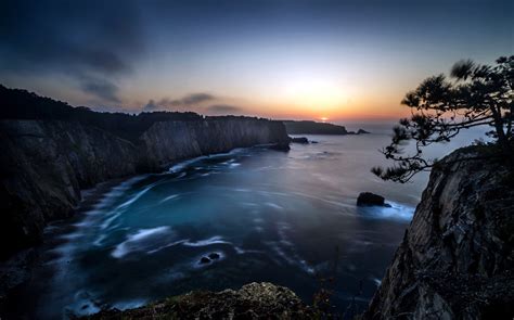 Dark Sea Nature Cliff Landscape Waterfall Coast Hd Wallpaper