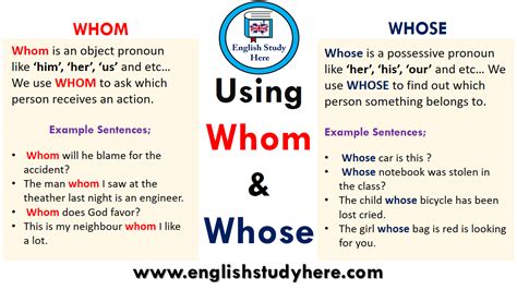 Using Whom And Whose In English English Book English Study English Lessons Learn English