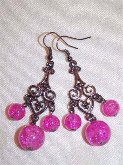 Pink Gunmetal Chandelier Earrings By Erinijewel On Etsy