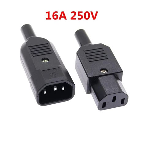 16a 250v Iec Straight Cable Plug Connector C13 C14 Female Male Plug Rewirable Power Connector 3