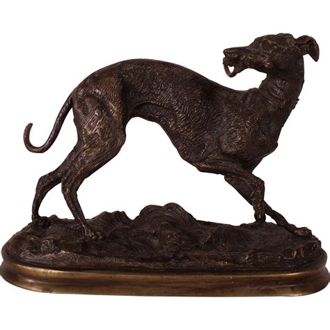Fantastic 19th Century French Bronze Whippet Animalier Dog Sculpture ...